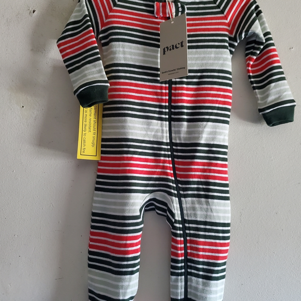 Pact Striped Kids One Piece - Red, Green  White